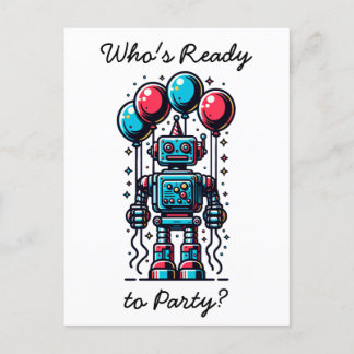 Postal Cumpleaños de Robot Themed Boy