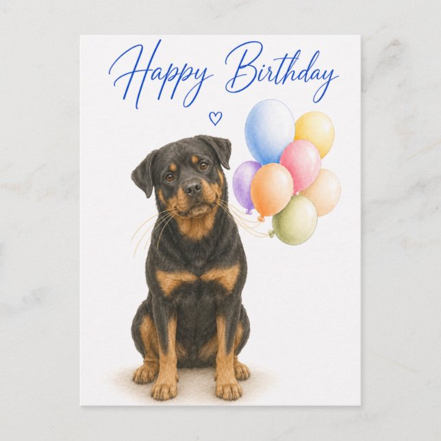 Postal Cumpleaños de Rottweiler (Anverso)