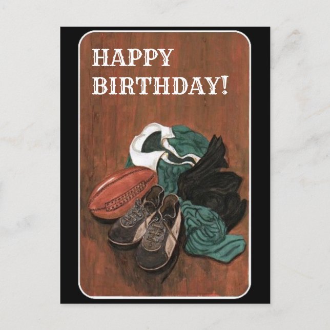 Postal Cumpleaños de Rugby Vintage (Anverso)