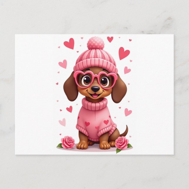 Postal cumpleaños de San Valentín perro amor vida (Anverso)
