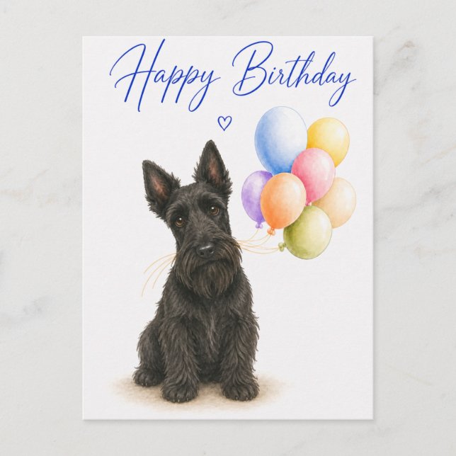 Postal Cumpleaños de Scottish Terrier (Anverso)