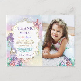 Postal Cumpleaños de Sirena Bajo El Mar Foto Gracias