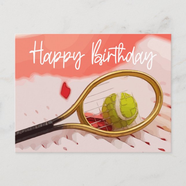 Postal Cumpleaños de tenis con carta de jugador (Anverso)