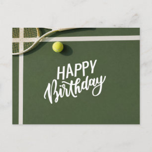 Postal Cumpleaños de tenis con cerveza y raqueta de pelot