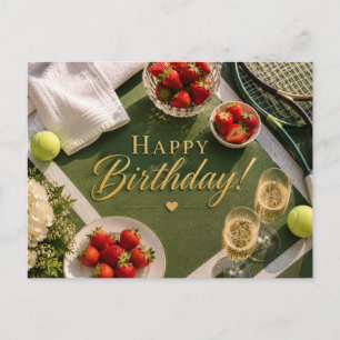 Postal Cumpleaños de Tenis con Champán y Fresas