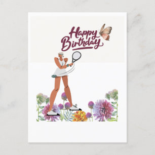 Postal Cumpleaños de tenis para jugadora