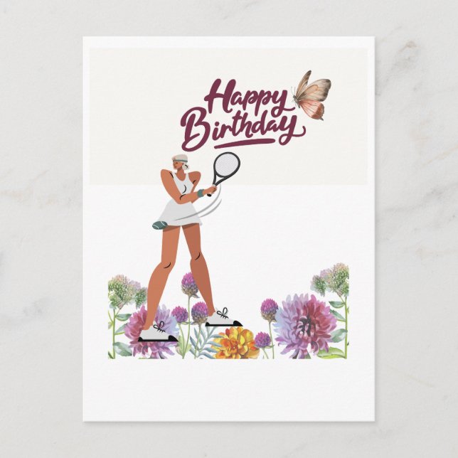 Postal Cumpleaños de tenis para jugadora de tenis  (Anverso)