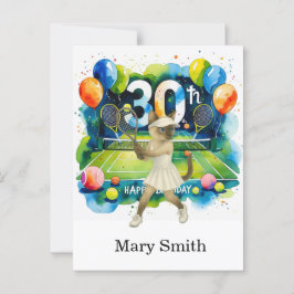 Postal Cumpleaños de tenis temático para amantes de los g
