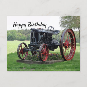 Postal Cumpleaños de Tractor Antiguo