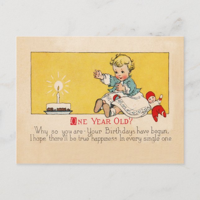 Postal Cumpleaños de un año (Anverso)