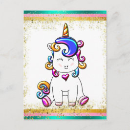 Postal Cumpleaños de Unicorn, Purpurina colorida