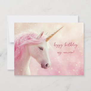 Postal Cumpleaños de Unicornio Rosa