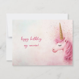 Postal Cumpleaños de Unicornio Rosa