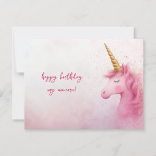 Postal Cumpleaños de Unicornio Rosa