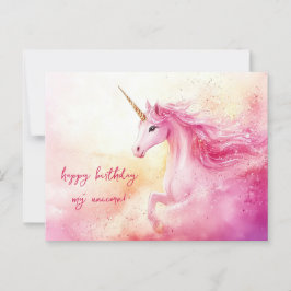 Postal Cumpleaños de Unicornio Rosa