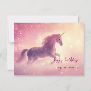 Postal Cumpleaños de Unicornio Rosa