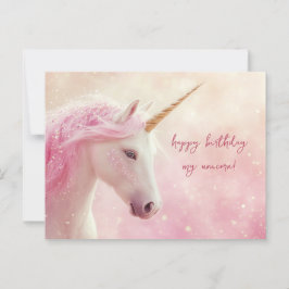 Postal Cumpleaños de Unicornio Rosado