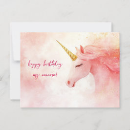 Postal Cumpleaños de Unicornio Rosado
