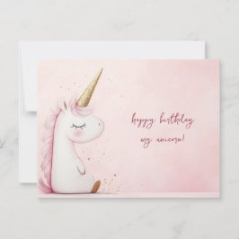 Postal Cumpleaños de Unicornio Rosado