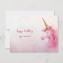 Postal Cumpleaños de Unicornio Rosado
