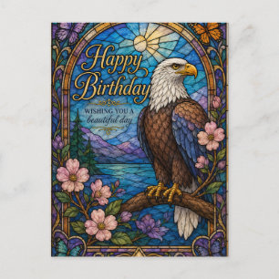 Postal Cumpleaños de Vidrio Pintado Águila Majestuosa