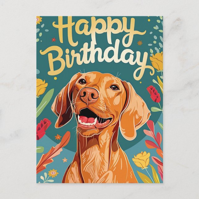 Postal Cumpleaños de Vizsla (Anverso)