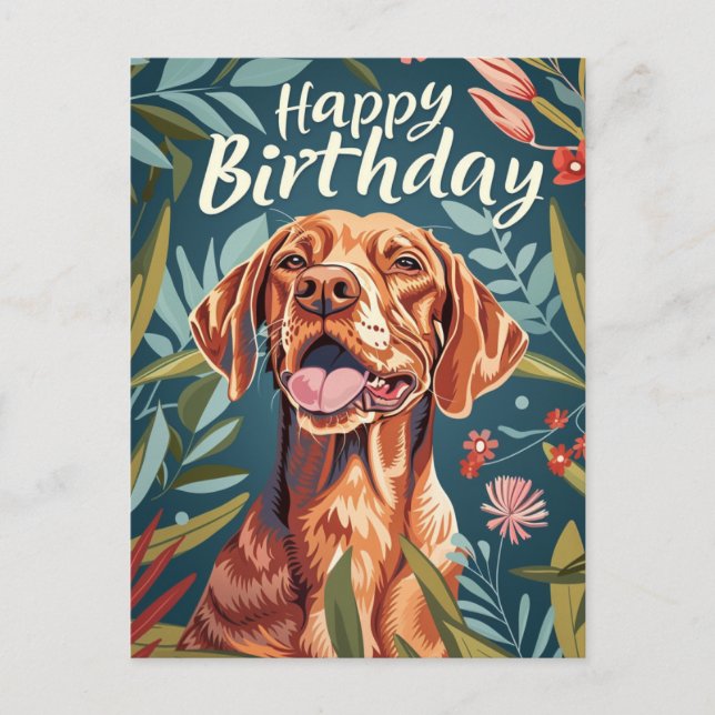 Postal Cumpleaños de Vizsla (Anverso)
