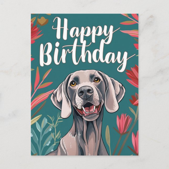 Postal Cumpleaños de Weimaraner (Anverso)