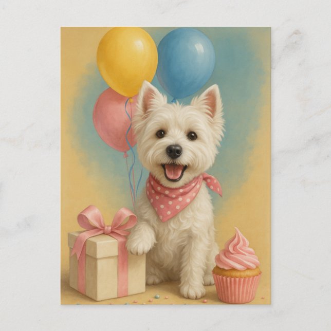 Postal Cumpleaños de Westie (Anverso)
