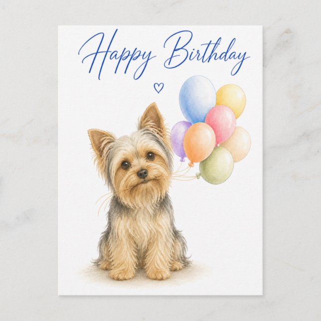 Postal Cumpleaños de Yorkshire Terrier (Anverso)
