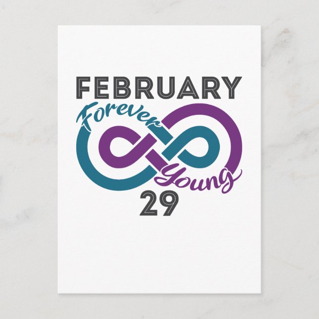 Postal Cumpleaños del año bisiesto joven para siempre Lea (Anverso)