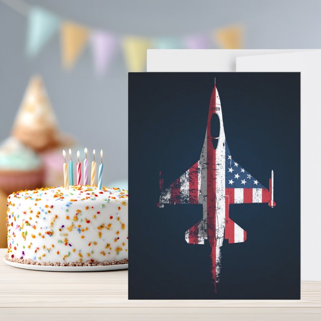 Postal Cumpleaños del avión de combate Patriótico Jet de  (Subido por el creador)