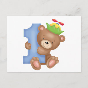 Postal Cumpleaños del bebé 1 año - peluche