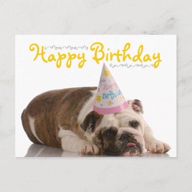Postal Cumpleaños del Bulldog divertido (Anverso)