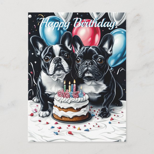 Postal Cumpleaños del Bulldog francés (Anverso)