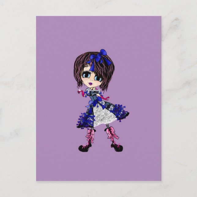 Postal Cumpleaños del chica Kawaii - personalizado (Anverso)