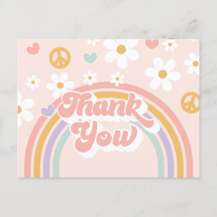 Postal Cumpleaños del Chica Retro Groovy Rainbow