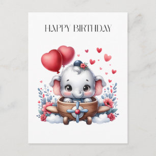 Postal Cumpleaños del elefante volador