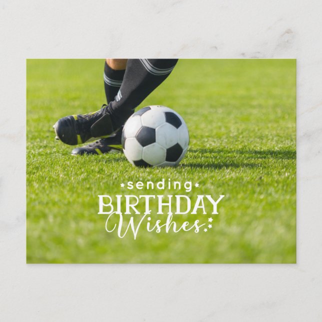 Postal Cumpleaños del fútbol con la pelota y feliz cumple (Anverso)