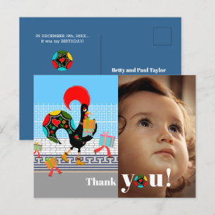 Postal Cumpleaños del Gallo Portugués Gracias