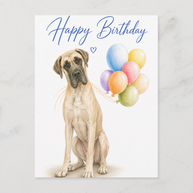Postal Cumpleaños del Gran Danés (Anverso)