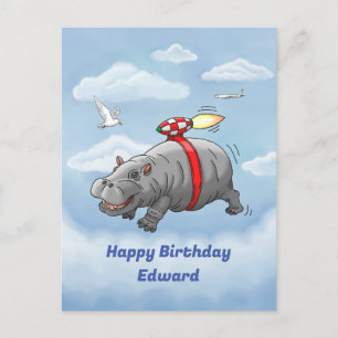 Postal Cumpleaños del Hipopótamo Cohete