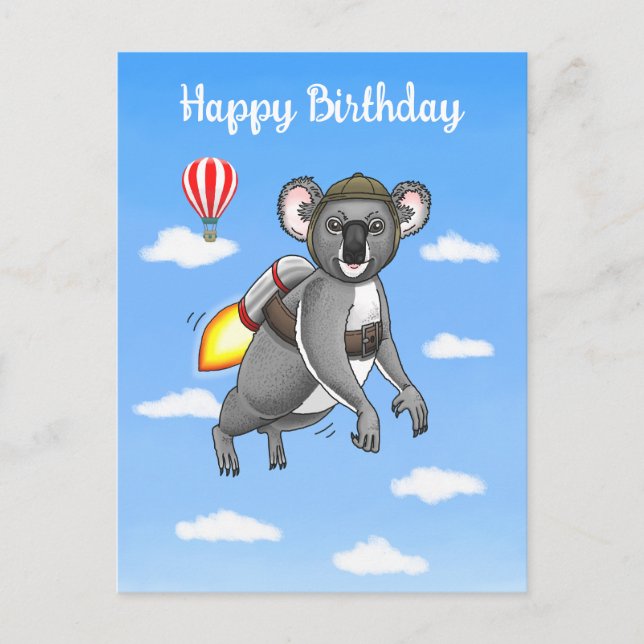 Postal Cumpleaños del Koala Cohete (Anverso)