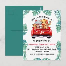 Postal Cumpleaños del niño del tractor camión granja jung