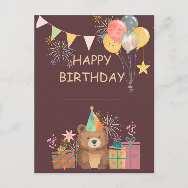 Postal Cumpleaños del Oso (Anverso)