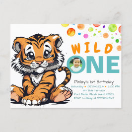 Postal Cumpleaños del pequeño salvaje con Tigre y Burbuja