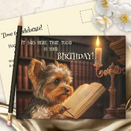 Postal Cumpleaños del Perro en Yorkshire Library Cute