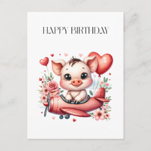 Postal Cumpleaños del piloto cerdo