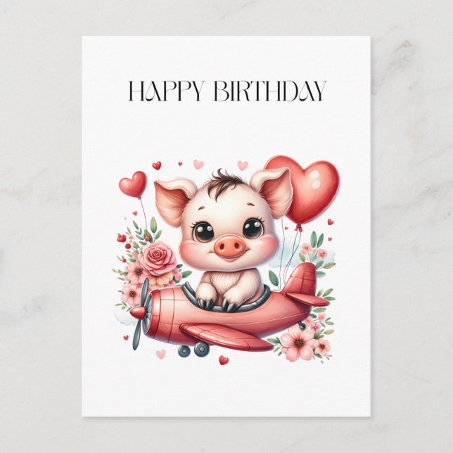 Postal Cumpleaños del piloto cerdo (Anverso)