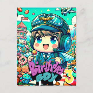 Postal Cumpleaños del piloto lindo niño